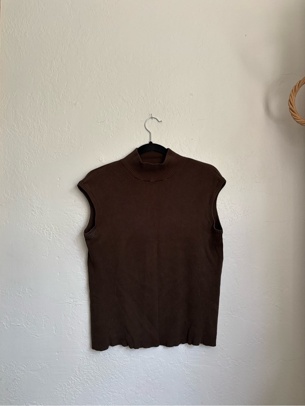 Coldwater Creek Brown Sleeveless Turtleneck Sweater Top